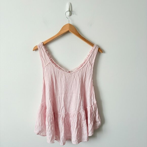 Free People Lacey Ruffle Tank Top Light Pink Size Medium - Picture 2 of 4